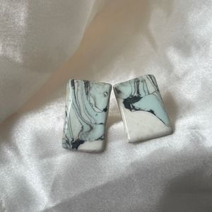 Rectangle Clay Marbled Art Earrings